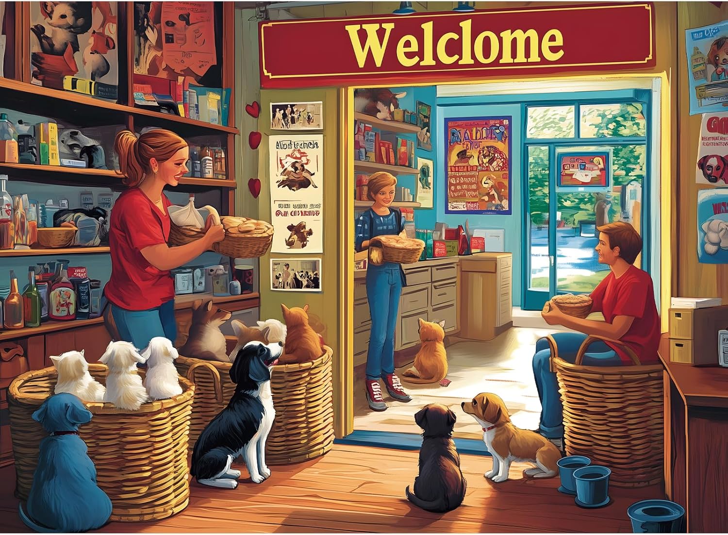 500 Pieces Animal Puzzles for Adults, Indoor Pet Shop Puzzle for Adults Children, Dog Puzzle 500 Pieces, Gift for Birthday, Home Decor, Fun for Family Entertainment(20.5 * 15 in)