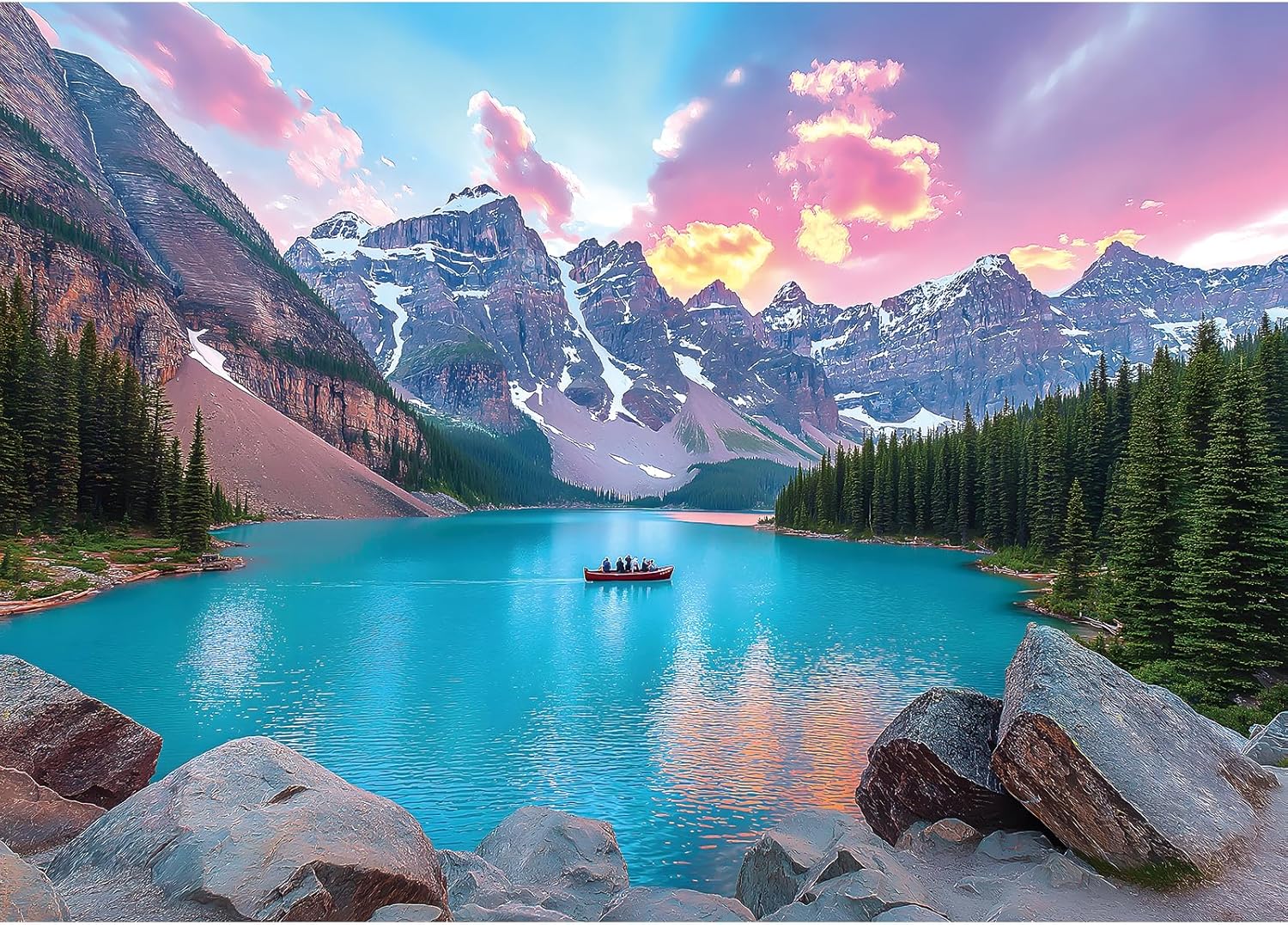 Moraine Lake 1000 Piece Puzzle for Adults - Canadian Rockies National Park Jigsaw Puzzle, Challenging Landscape Art Gift with Poster, 27.5x19.7 Inch Wall Decor