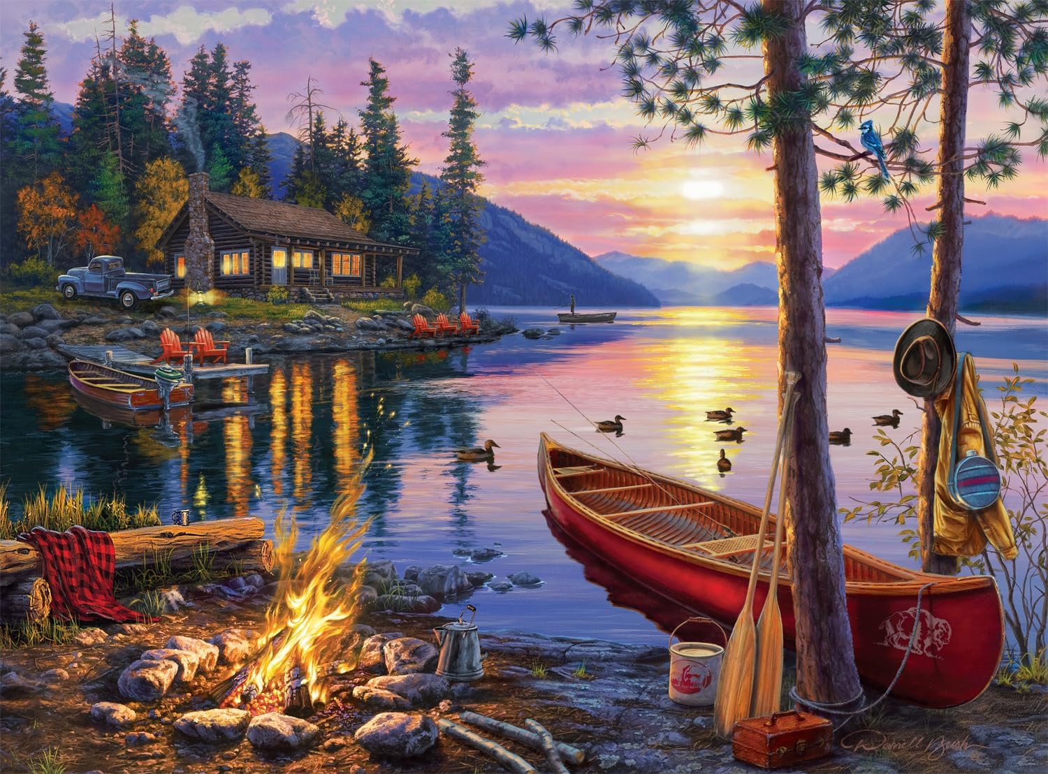 Canoe Lake - 1000 Piece Jigsaw Puzzle For Adults - Challenging Puzzle Perfect for Game Nights - Finished Size Is 26.75 x 19.75